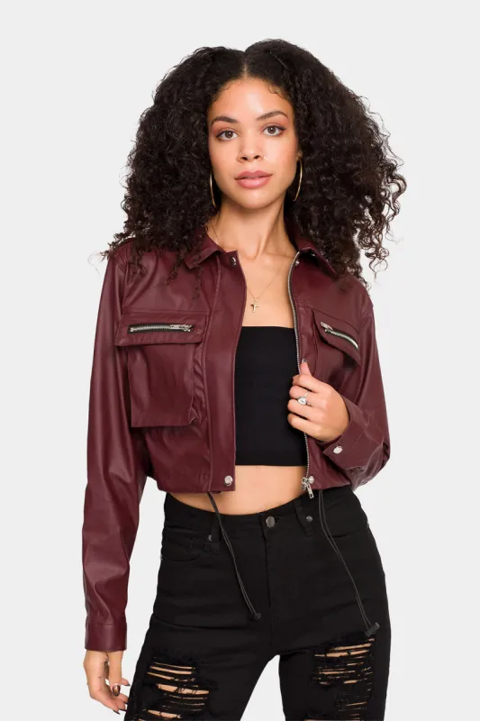 Faux Leather Cropped Jacket sold by G-Style USA