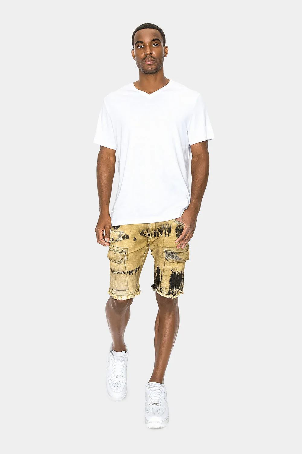 Slim Fit Dyed Cargo Denim Shorts sold by G-Style USA product image thumbnail 4