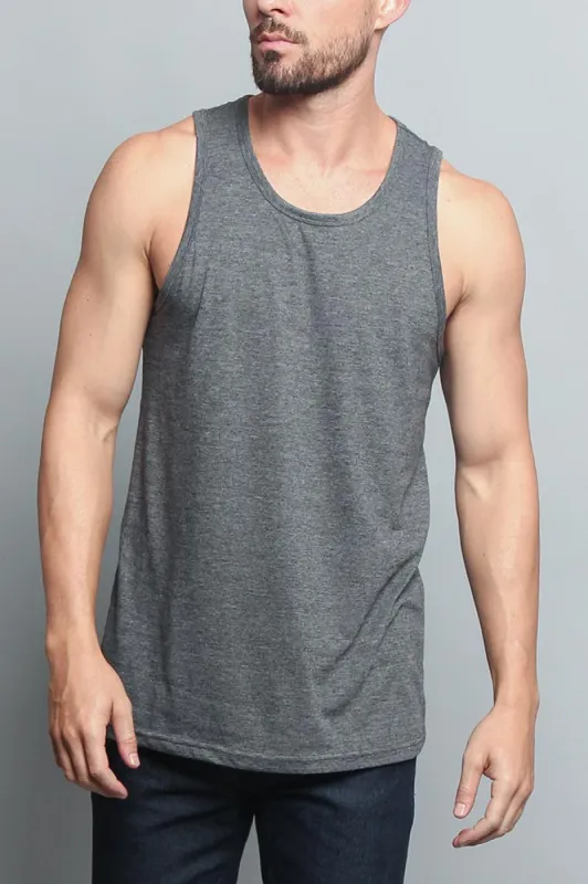 Basic Essential Straight Hem Long Length Tank Top sold by G-Style USA