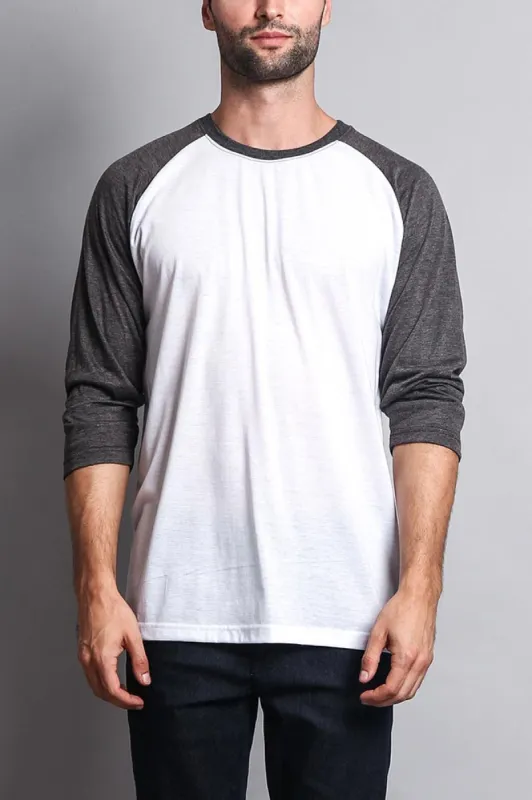 Men's Baseball T-Shirt (White/Charcoal) sold by G-Style USA