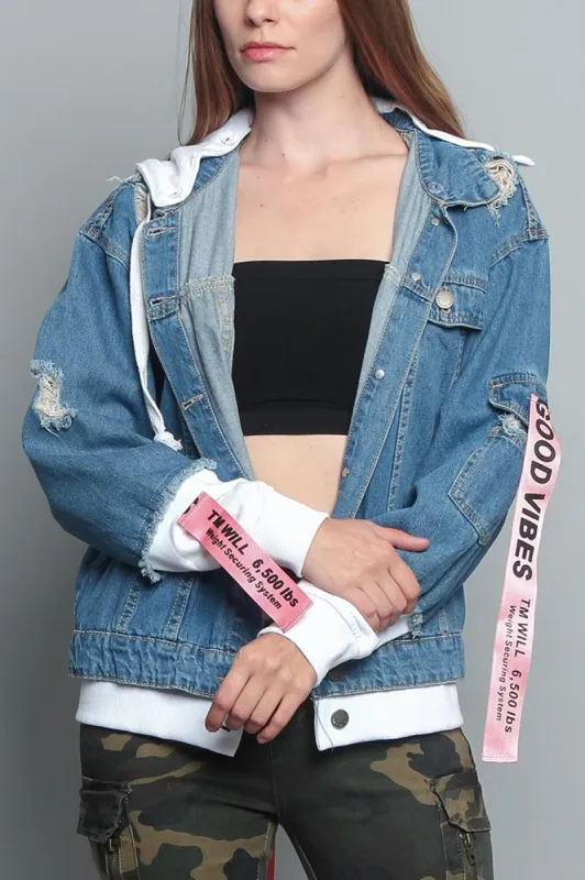 Distressed Double Denim Jacket sold by G-Style USA