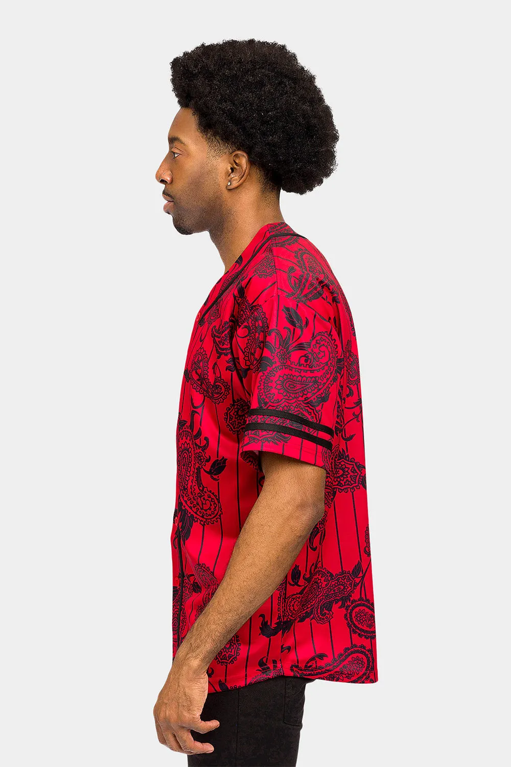 Essential Pinstripe Bandana Paisley Baseball Jersey sold by G-Style USA product image thumbnail 2