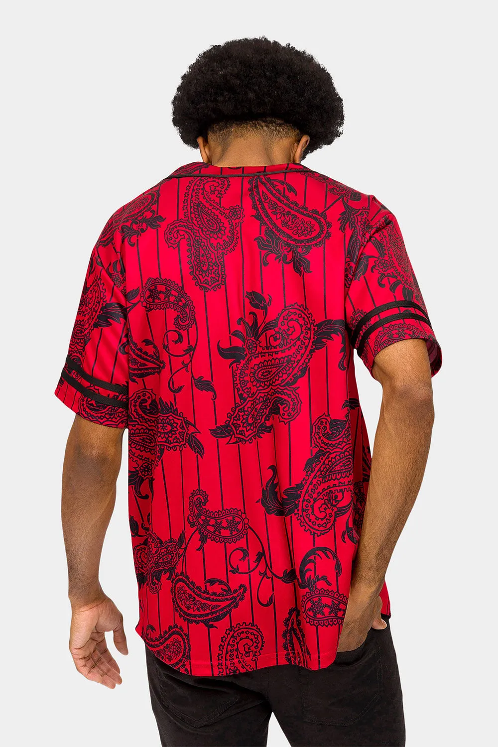 Essential Pinstripe Bandana Paisley Baseball Jersey sold by G-Style USA product image thumbnail 3