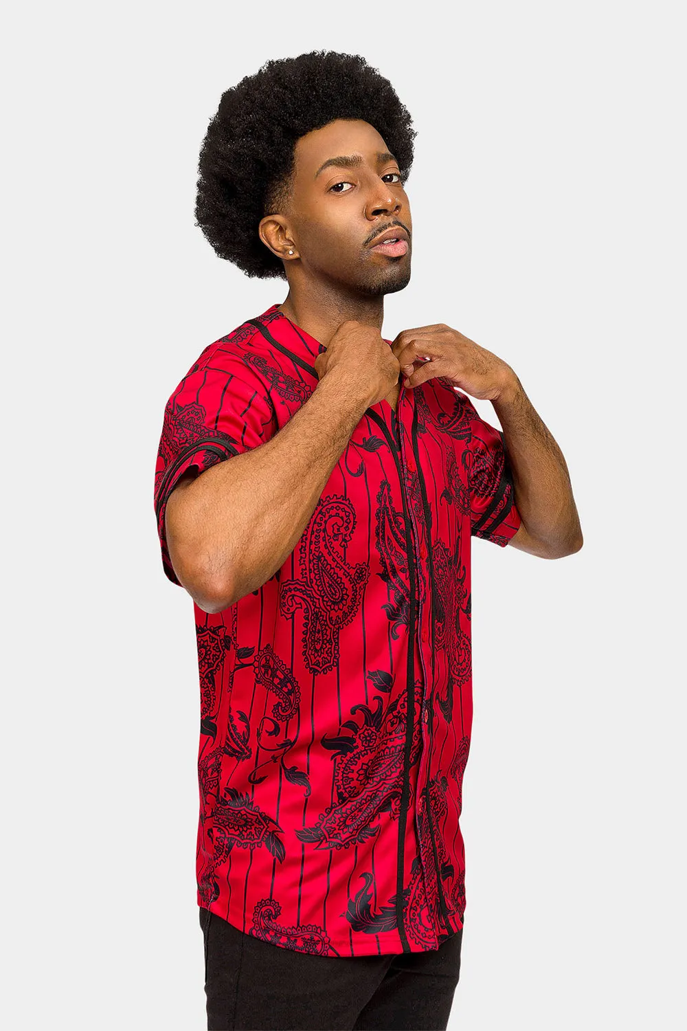 Essential Pinstripe Bandana Paisley Baseball Jersey sold by G-Style USA product image thumbnail 4