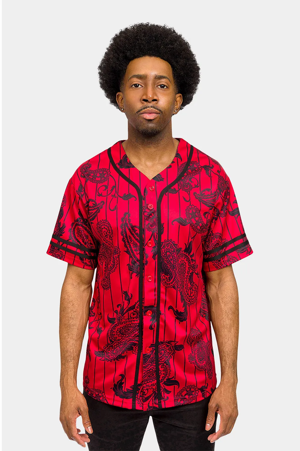 Essential Pinstripe Bandana Paisley Baseball Jersey sold by G-Style USA