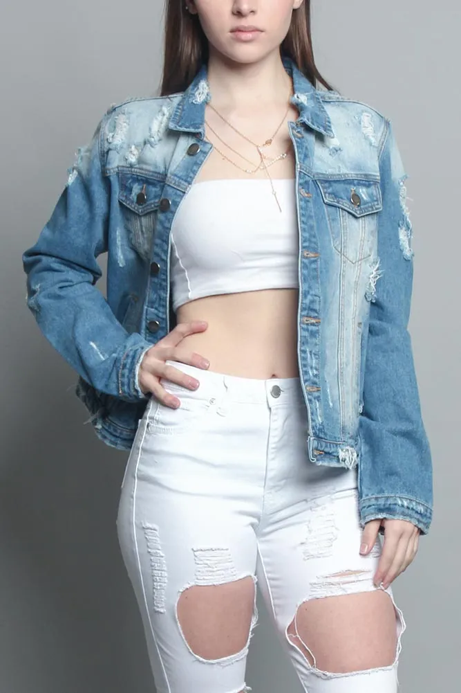 Distressed Denim Jacket sold by G-Style USA product image thumbnail 5
