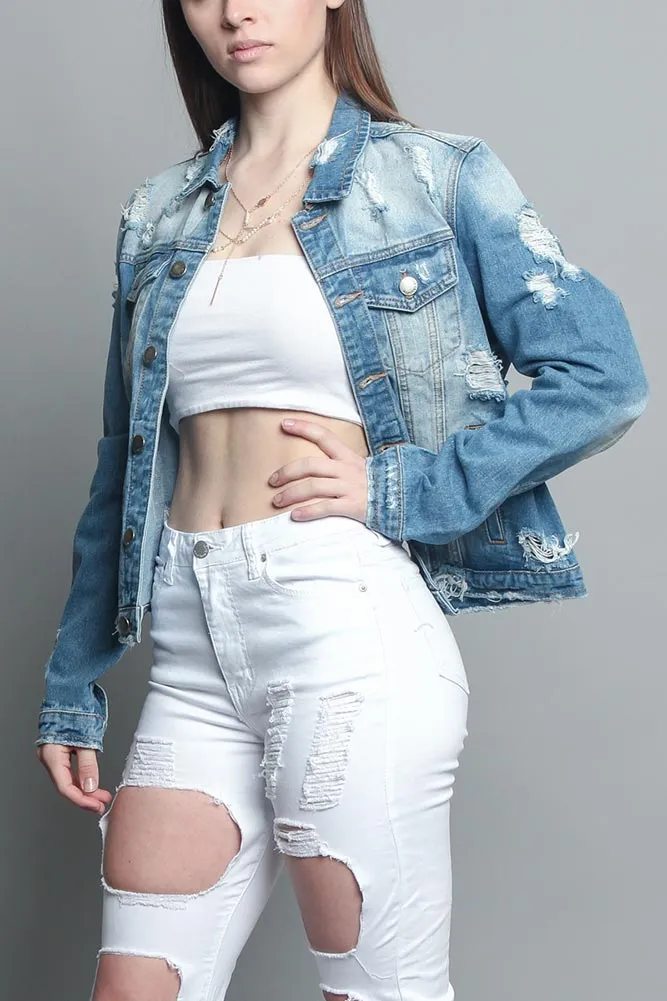 Distressed Denim Jacket sold by G-Style USA product image thumbnail 2