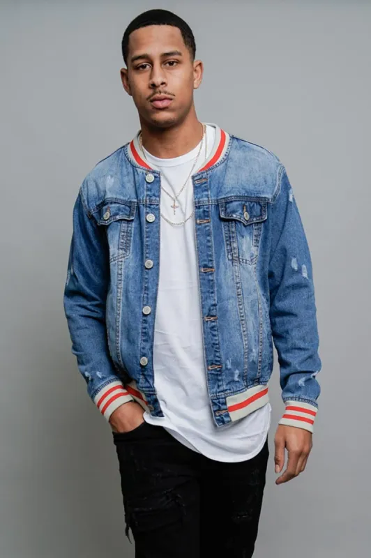 Striped Rib Denim Jacket sold by G-Style USA