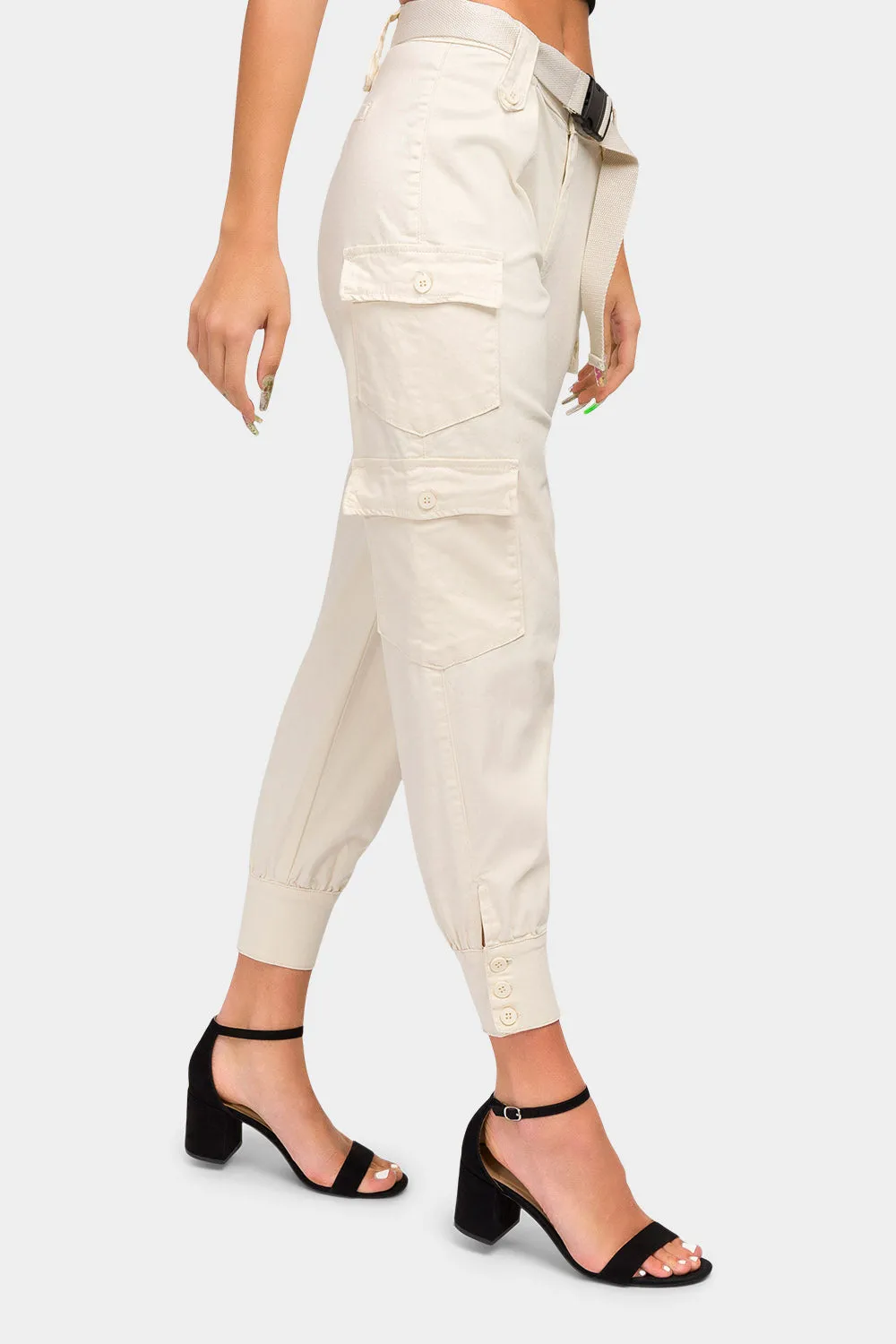 High Waist Cargo Pants with Belt sold by G-Style USA product image thumbnail 4