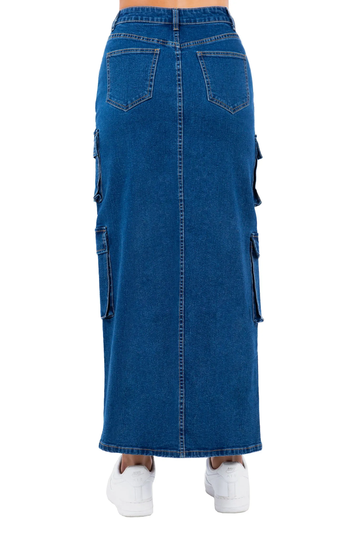 Women's High Waist Denim Cargo Skirt sold by G-Style USA product image thumbnail 3