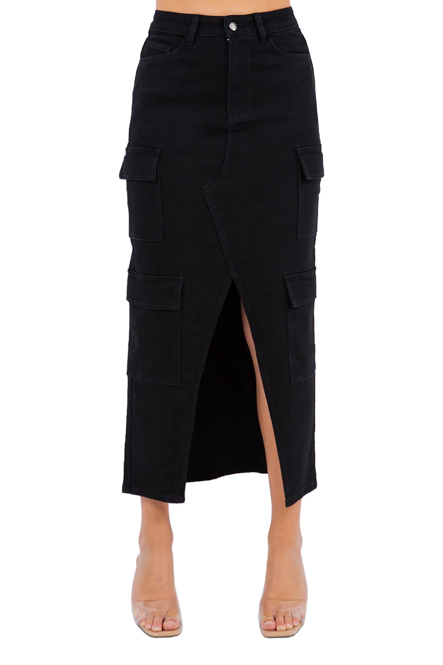 Women's High Waist Denim Cargo Skirt sold by G-Style USA product image thumbnail 5