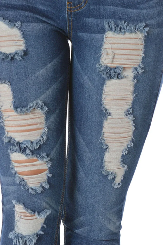 Faded Ripped Skinny Fit Jeans sold by G-Style USA product image thumbnail 4