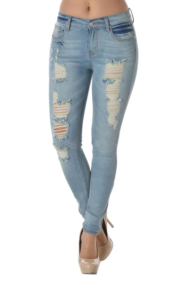 Faded Ripped Skinny Fit Jeans sold by G-Style USA product image thumbnail 5