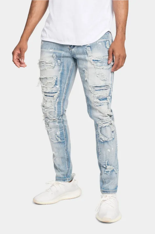 Distressed Patched Super Skinny Jeans sold by G-Style USA