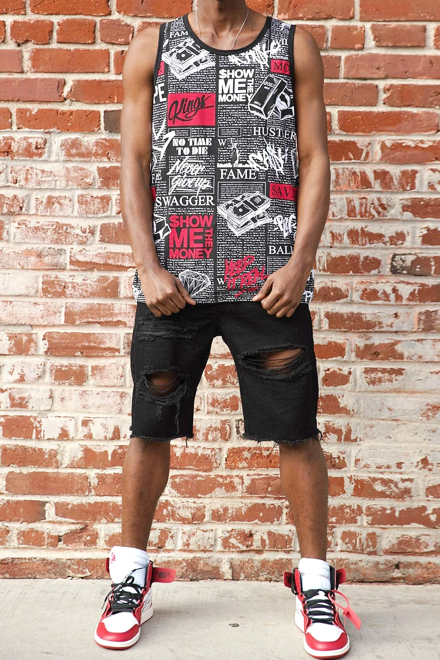 Men's Newspaper Print Graphic Tank Top sold by G-Style USA product image thumbnail 3