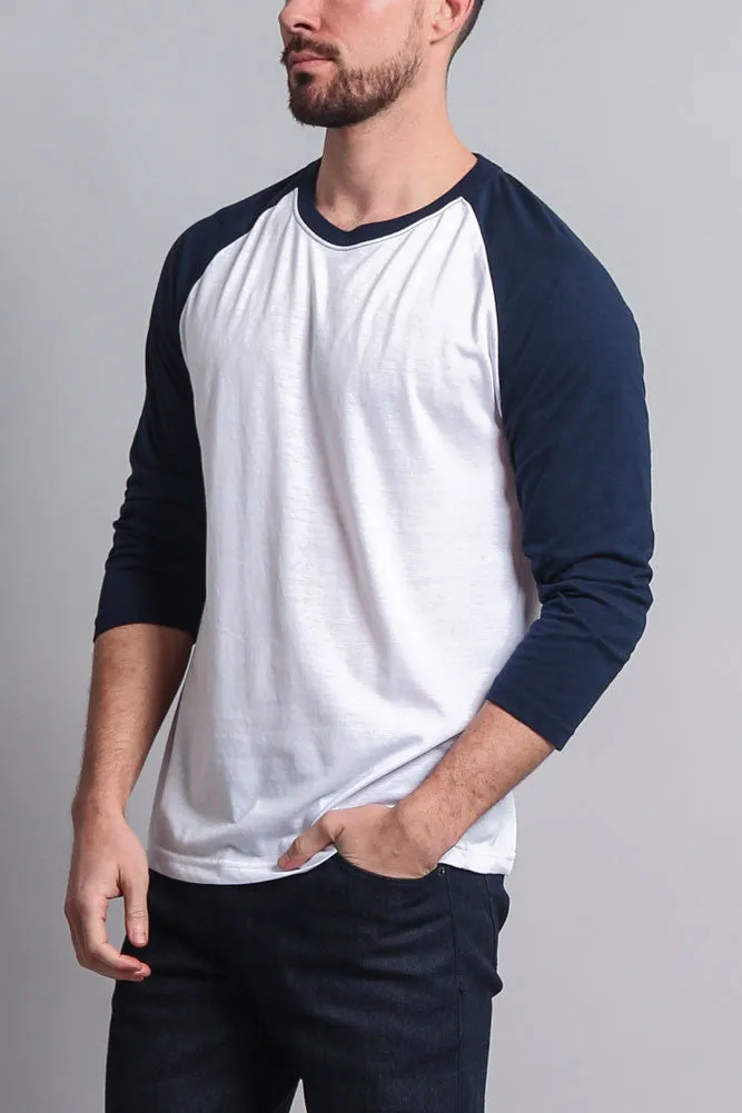 Men's Baseball T-Shirt (White/Navy) sold by G-Style USA product image thumbnail 2