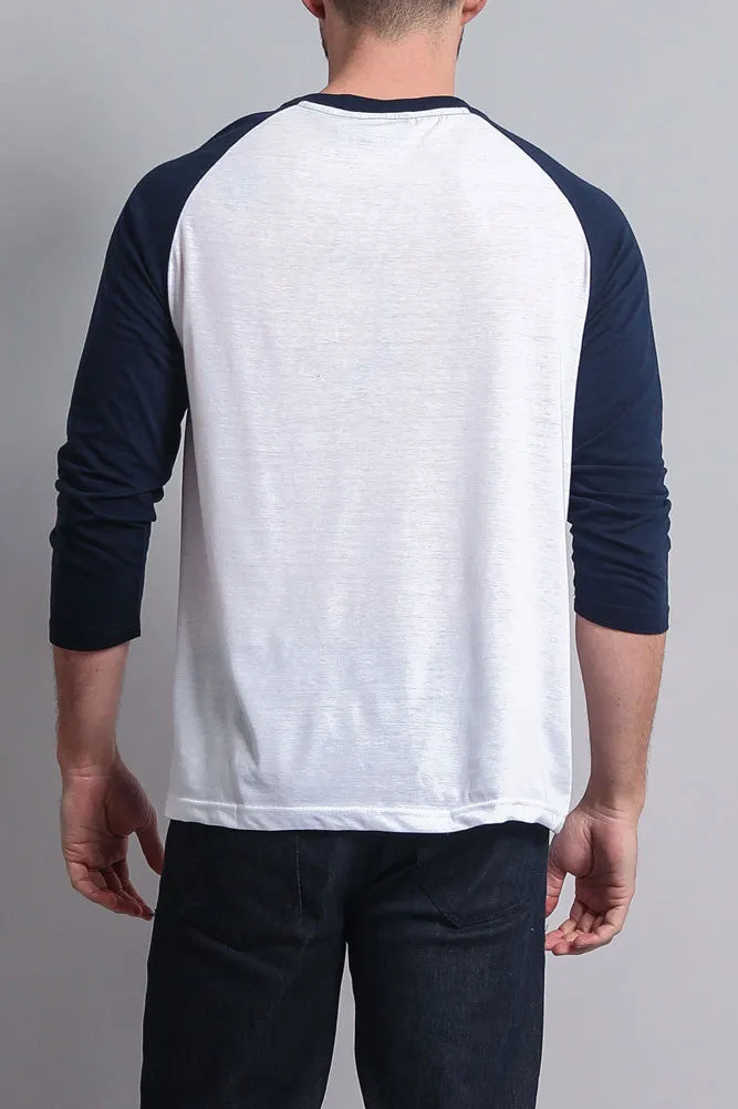 Men's Baseball T-Shirt (White/Navy) sold by G-Style USA product image thumbnail 3