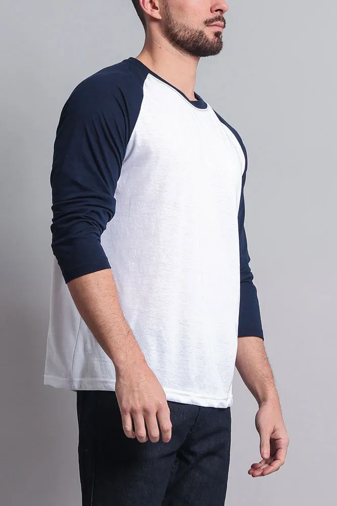 Men's Baseball T-Shirt (White/Navy) sold by G-Style USA product image thumbnail 4