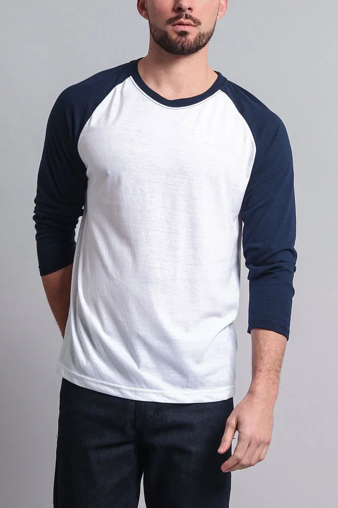 Men's Baseball T-Shirt (White/Navy) sold by G-Style USA product image thumbnail 5