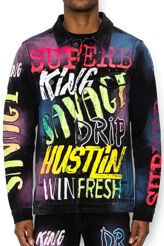 Air Brushed Graffiti Denim Jacket sold by G-Style USA