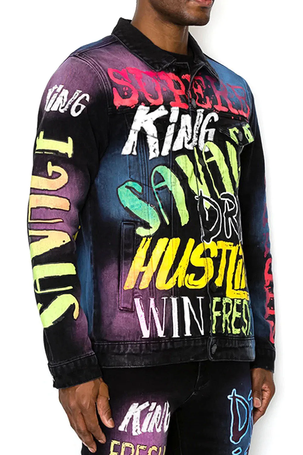 Air Brushed Graffiti Denim Jacket sold by G-Style USA product image thumbnail 2
