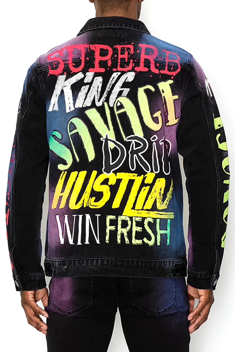 Air Brushed Graffiti Denim Jacket sold by G-Style USA product image thumbnail 3