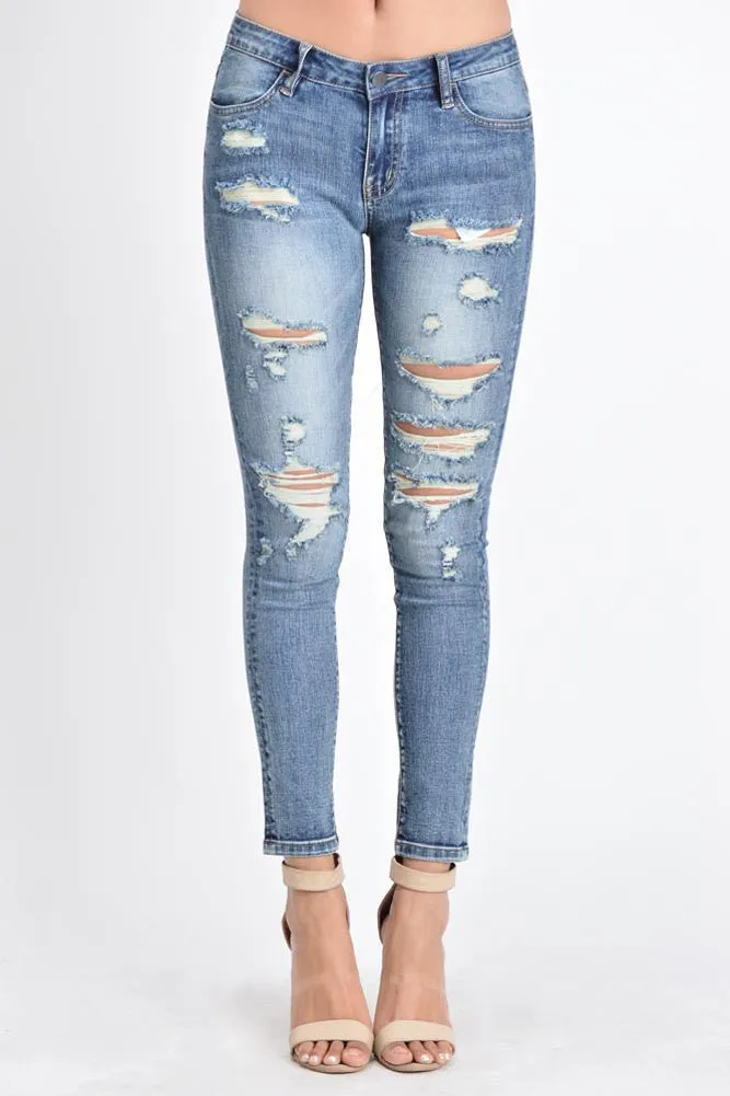 Cropped Distressed Skinny Fit Jeans sold by G-Style USA