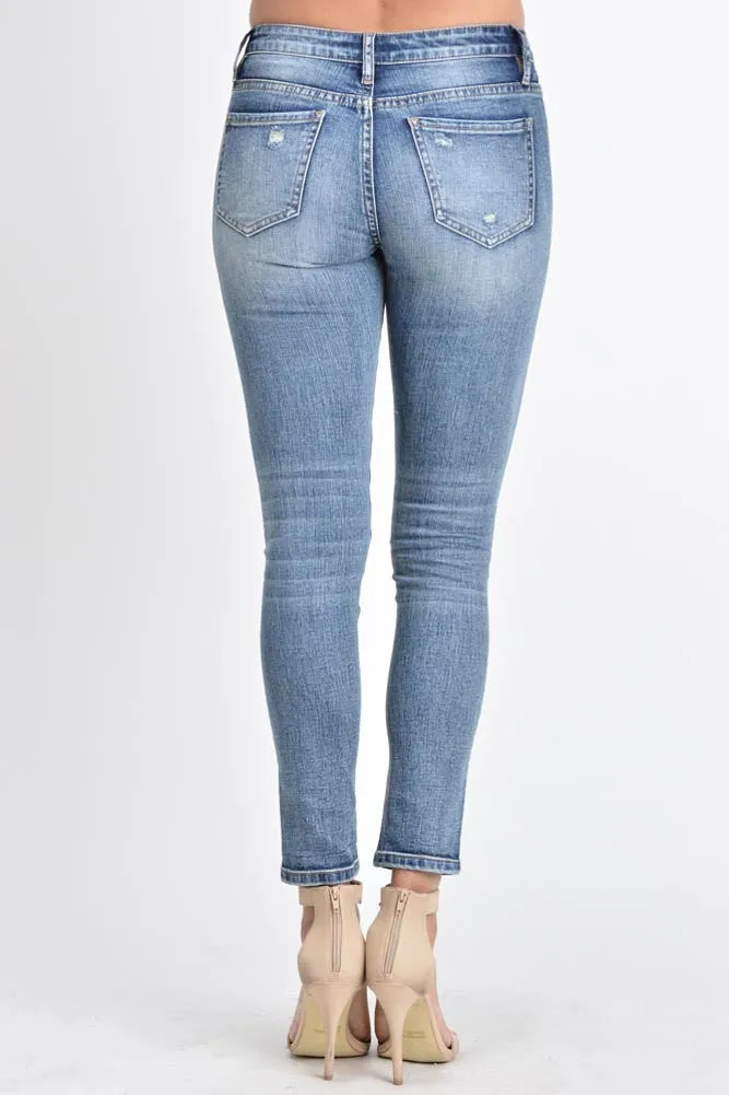Cropped Distressed Skinny Fit Jeans sold by G-Style USA product image thumbnail 3