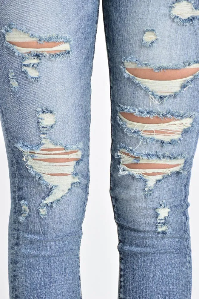 Cropped Distressed Skinny Fit Jeans sold by G-Style USA product image thumbnail 4