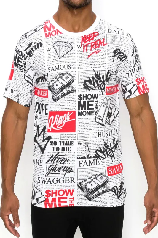 All Over Newspaper Graphic T-Shirts sold by G-Style USA