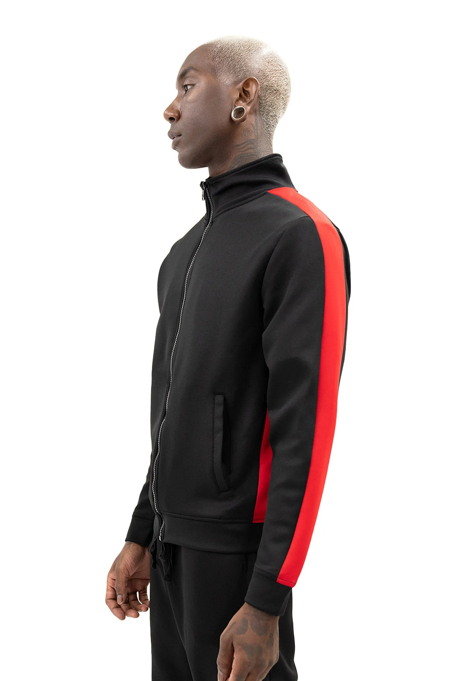 Men's Striped Solid Track Jacket sold by G-Style USA product image thumbnail 2