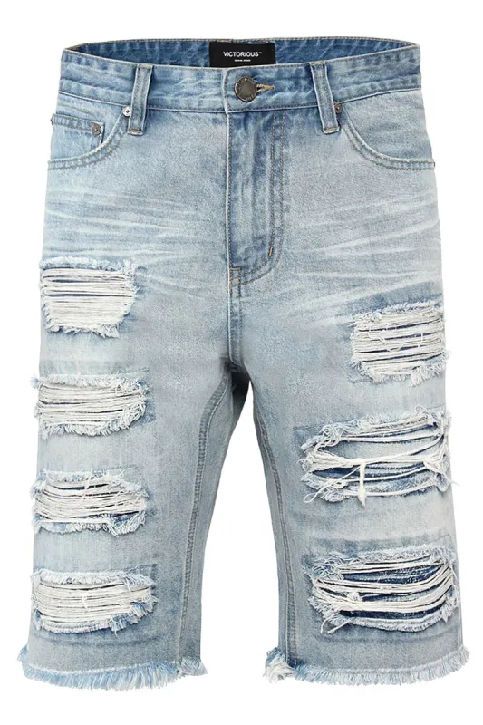 Distressed Repaired Denim Shorts sold by G-Style USA