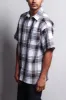Western Casual Plaid Short Sleeve Button Up Shirt (White/Brown) sold by G-Style USA