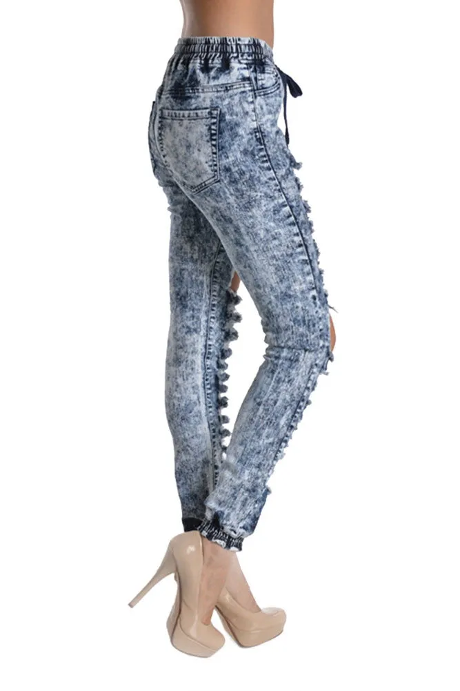 Women's Destroyed Acid Wash Jogger Pants sold by G-Style USA product image thumbnail 2