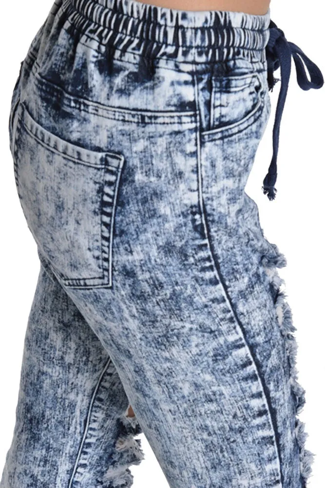 Women's Destroyed Acid Wash Jogger Pants sold by G-Style USA product image thumbnail 4
