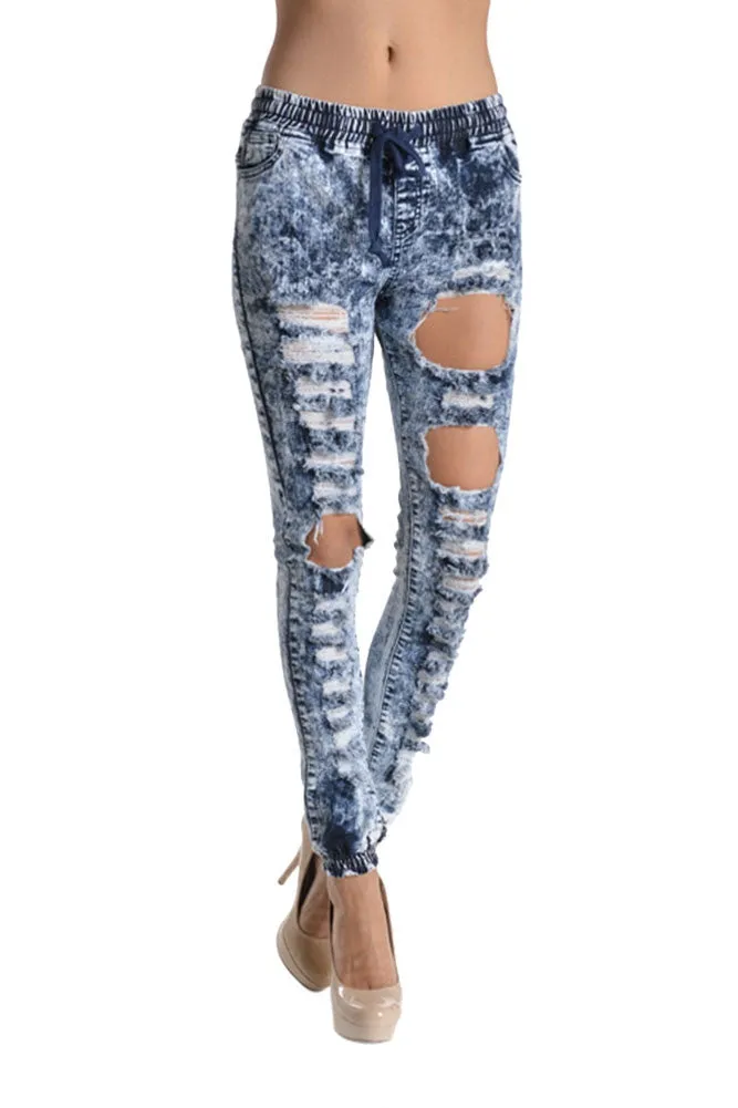 Women's Destroyed Acid Wash Jogger Pants sold by G-Style USA