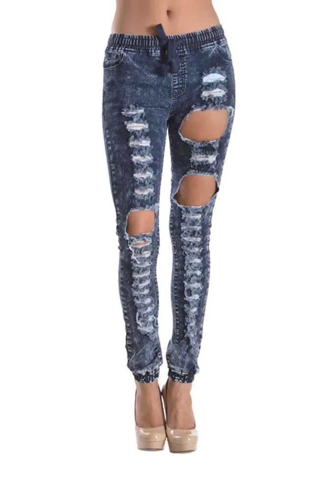 Women's Destroyed Acid Wash Jogger Pants sold by G-Style USA product image thumbnail 5