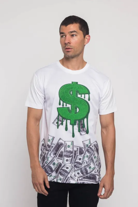 Chenille Dollar Sign T-Shirt made by G-Style USA