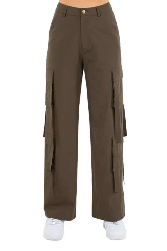 Women's Essential Multi Pocket Nylon Straight Pants sold by G-Style USA