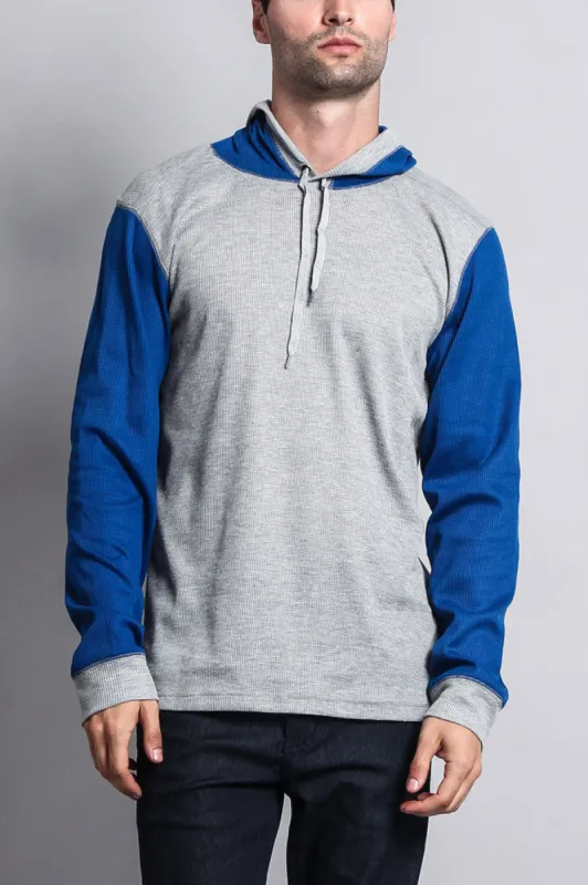 Contrast Waffle Knit Thermal Lightweight Hoodie sold by G-Style USA