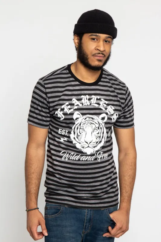 Horizontal Striped Fearless Tiger T-Shirt sold by G-Style USA