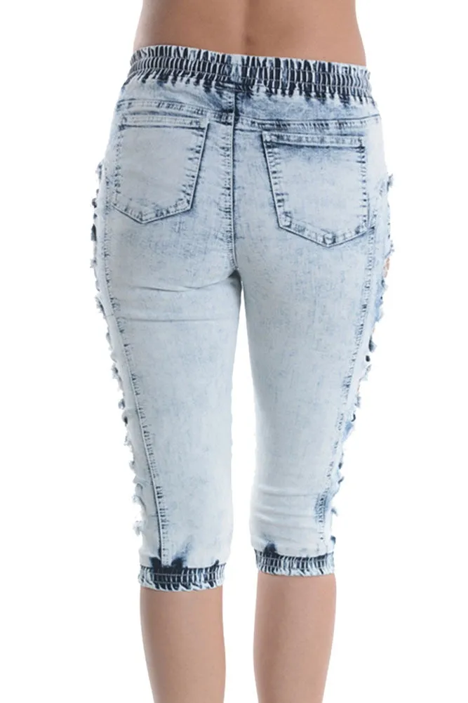 Women's Cut-N-Tied Acid Wash Jogger Capri sold by G-Style USA product image thumbnail 4
