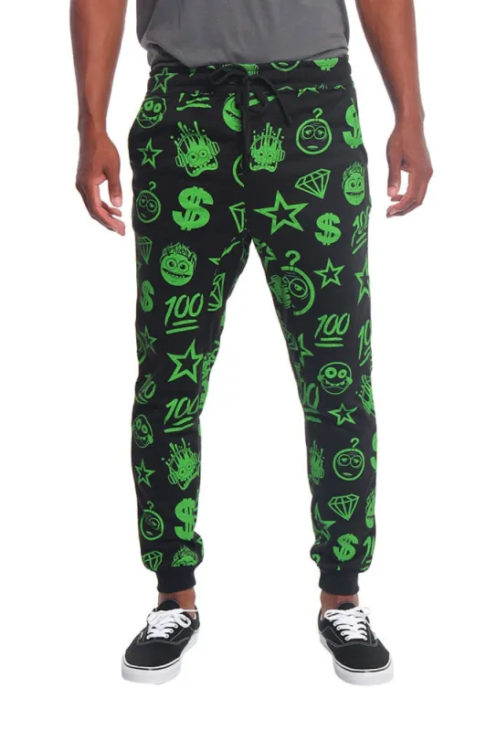 Solid Emoji Print French Terry Jogger Pants sold by G-Style USA
