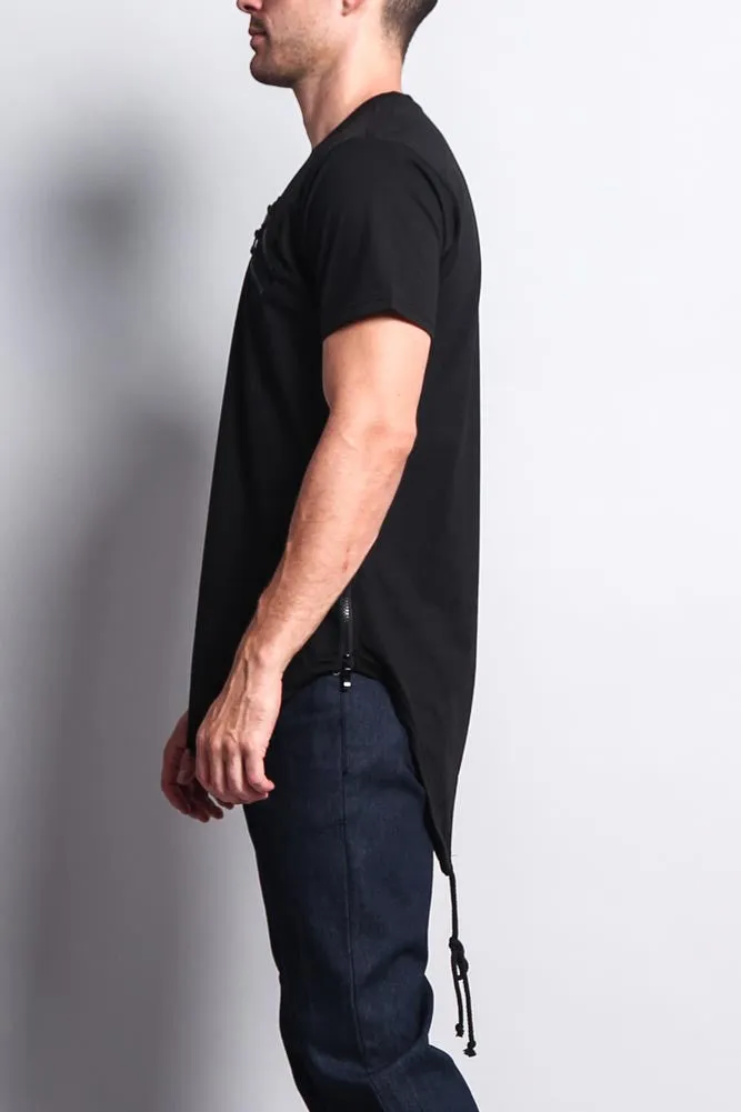 Chest Double Zipper Fishtail Long Length Curved Hem T-Shirt sold by G-Style USA product image thumbnail 3