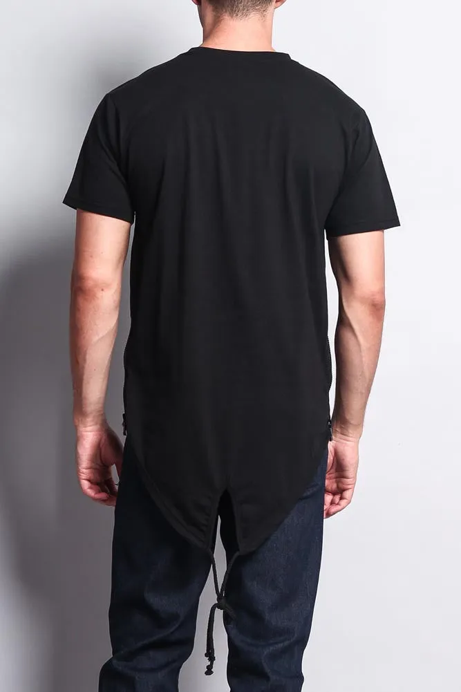 Chest Double Zipper Fishtail Long Length Curved Hem T-Shirt sold by G-Style USA product image thumbnail 4
