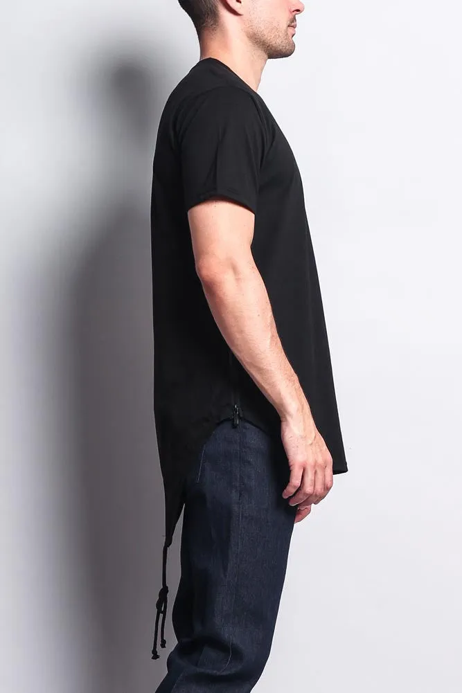 Chest Double Zipper Fishtail Long Length Curved Hem T-Shirt sold by G-Style USA product image thumbnail 5