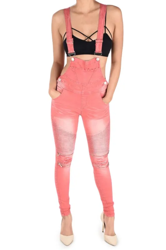 Women's Moto Denim Twill Overalls sold by G-Style USA