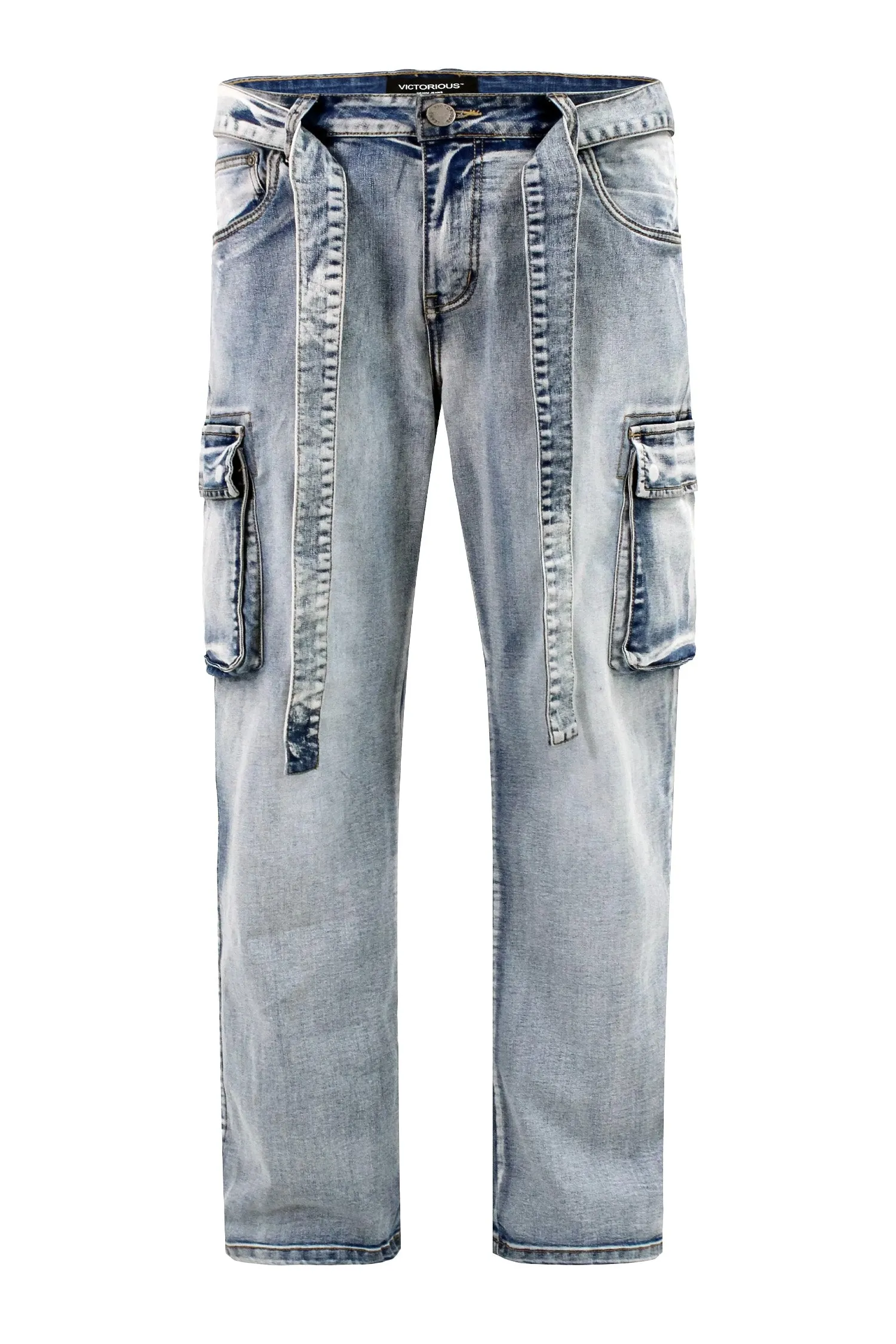 Men's Baggy Fit Cargo Waist Strap Denim Jeans sold by G-Style USA