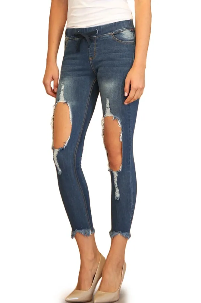 Women's Destroyed Skinny Denim Joggers sold by G-Style USA product image thumbnail 3