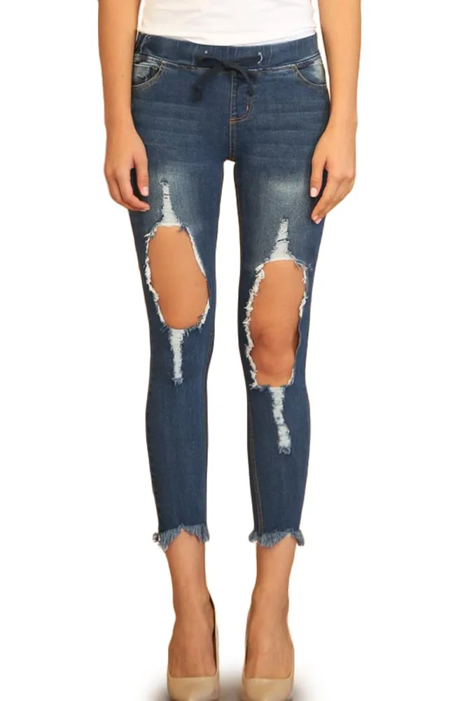 Women's Destroyed Skinny Denim Joggers sold by G-Style USA product image thumbnail 4